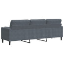 3-personers sofa med pyntepuder 210 cm fløjl mørkegrå