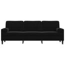 3-personers sofa med pyntepuder 210 cm fløjl sort