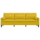 3-personers sofa med pyntepuder 210 cm fløjl gul