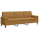 3-personers sofa med pyntepuder 210 cm velour brun
