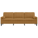 3-personers sofa med pyntepuder 210 cm velour brun
