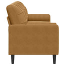 3-personers sofa med pyntepuder 210 cm velour brun
