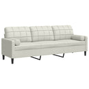 3-personers sofa med pyntepuder 210 cm velour cremefarvet