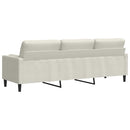 3-personers sofa med pyntepuder 210 cm velour cremefarvet
