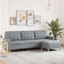 3-personers sofa med fodskammel 210 cm stof Lysegrå
