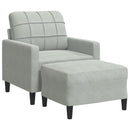 sofastol med fodskammel 60 cm velour lysegrå