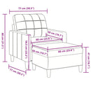 sofastol med fodskammel 60 cm velour lysegrå