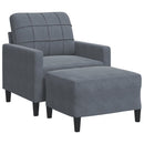 sofastol med fodskammel 60 cm velour mørkegrå