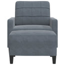 sofastol med fodskammel 60 cm velour mørkegrå