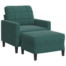 sofastol med fodskammel 60 cm velour mørkegrøn