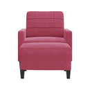 sofastol med fodskammel 60 cm velour vinrød