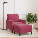 sofastol med fodskammel 60 cm velour vinrød