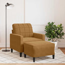 sofastol med fodskammel 60 cm velour brun