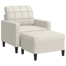 sofastol med fodskammel 60 cm velour cremefarvet
