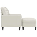 sofastol med fodskammel 60 cm velour cremefarvet