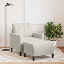 sofastol med fodskammel 60 cm velour cremefarvet