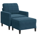 sofastol med fodskammel 60 cm velour blå