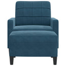 sofastol med fodskammel 60 cm velour blå