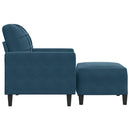 sofastol med fodskammel 60 cm velour blå