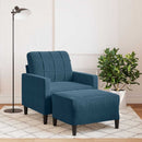 sofastol med fodskammel 60 cm velour blå
