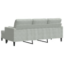 3-personers sofa med fodskammel 180 cm velour lysegrå