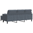 3-personers sofa med fodskammel 180 cm velour Mørkegrå
