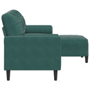 3-personers sofa med fodskammel 180 cm velour Mørkegrøn