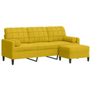3-personers sofa med fodskammel 180 cm velour gul