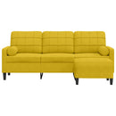3-personers sofa med fodskammel 180 cm velour gul
