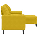 3-personers sofa med fodskammel 180 cm velour gul