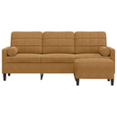3-personers sofa med fodskammel 180 cm velour brun