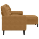 3-personers sofa med fodskammel 180 cm velour brun