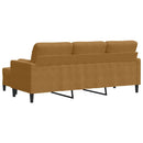 3-personers sofa med fodskammel 180 cm velour brun