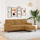 3-personers sofa med fodskammel 180 cm velour brun