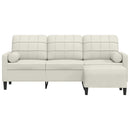 3-personers sofa med fodskammel 180 cm velour cremefarvet