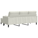 3-personers sofa med fodskammel 180 cm velour cremefarvet