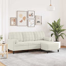 3-personers sofa med fodskammel 180 cm velour cremefarvet