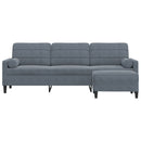 3-personers sofa med fodskammel 210 cm velour Mørkegrå