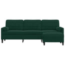 3-personers sofa med fodskammel 210 cm velour Mørkegrøn