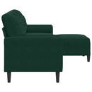 3-personers sofa med fodskammel 210 cm velour Mørkegrøn