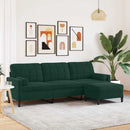 3-personers sofa med fodskammel 210 cm velour Mørkegrøn