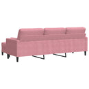 3-personers sofa med fodskammel 210 cm velour lyserød