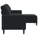 3-personers sofa med fodskammel 210 cm velour sort