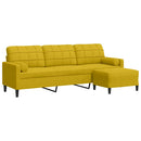 3-personers sofa med fodskammel 210 cm fløjl gul