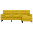 3-personers sofa med fodskammel 210 cm fløjl gul