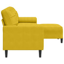 3-personers sofa med fodskammel 210 cm fløjl gul