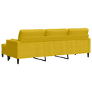 3-personers sofa med fodskammel 210 cm fløjl gul