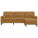 3-personers sofa med fodskammel 210 cm velour brun