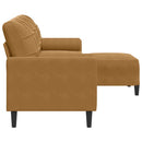 3-personers sofa med fodskammel 210 cm velour brun