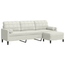 3-personers sofa med fodskammel 210 cm velour cremefarvet